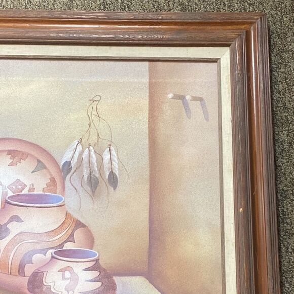 VTG,Myong Mario Native Jung Southwest Sand Art Painting Native American Frame - Picture 7 of 16